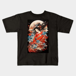 Japanese Princess Vintage Kabuki-style Art Kids T-Shirt